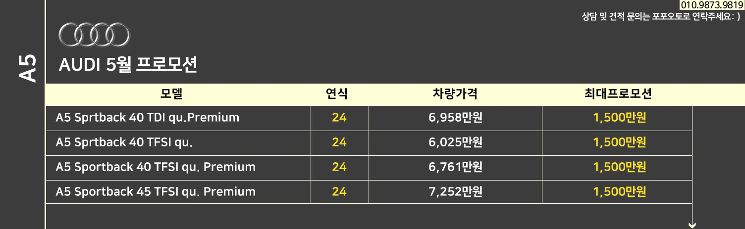 아우디 5월 프로모션