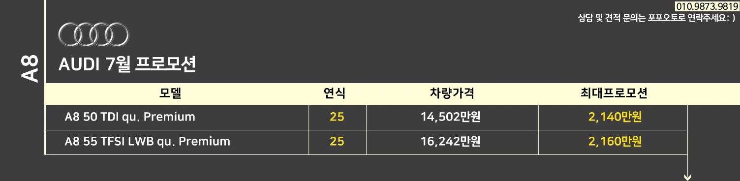 아우디 7월 프로모션