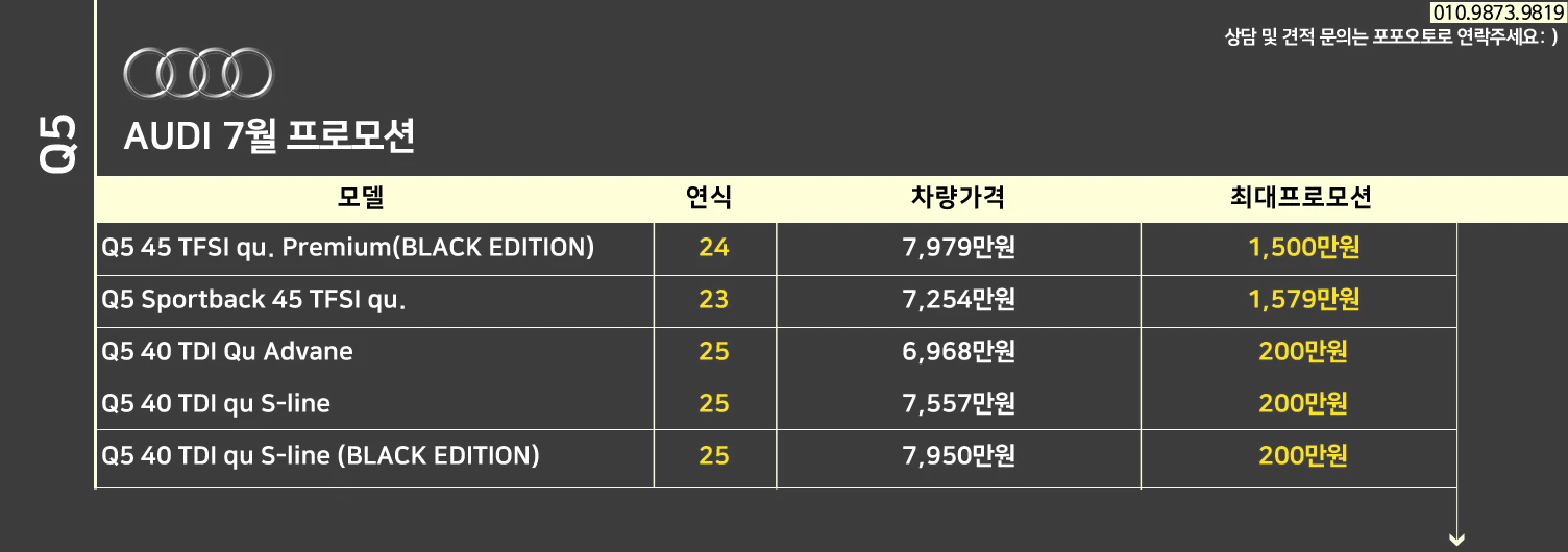 아우디 7월 프로모션