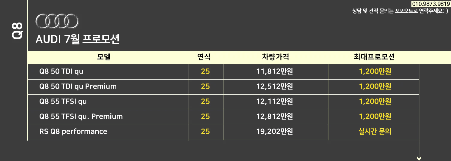 아우디 7월 프로모션