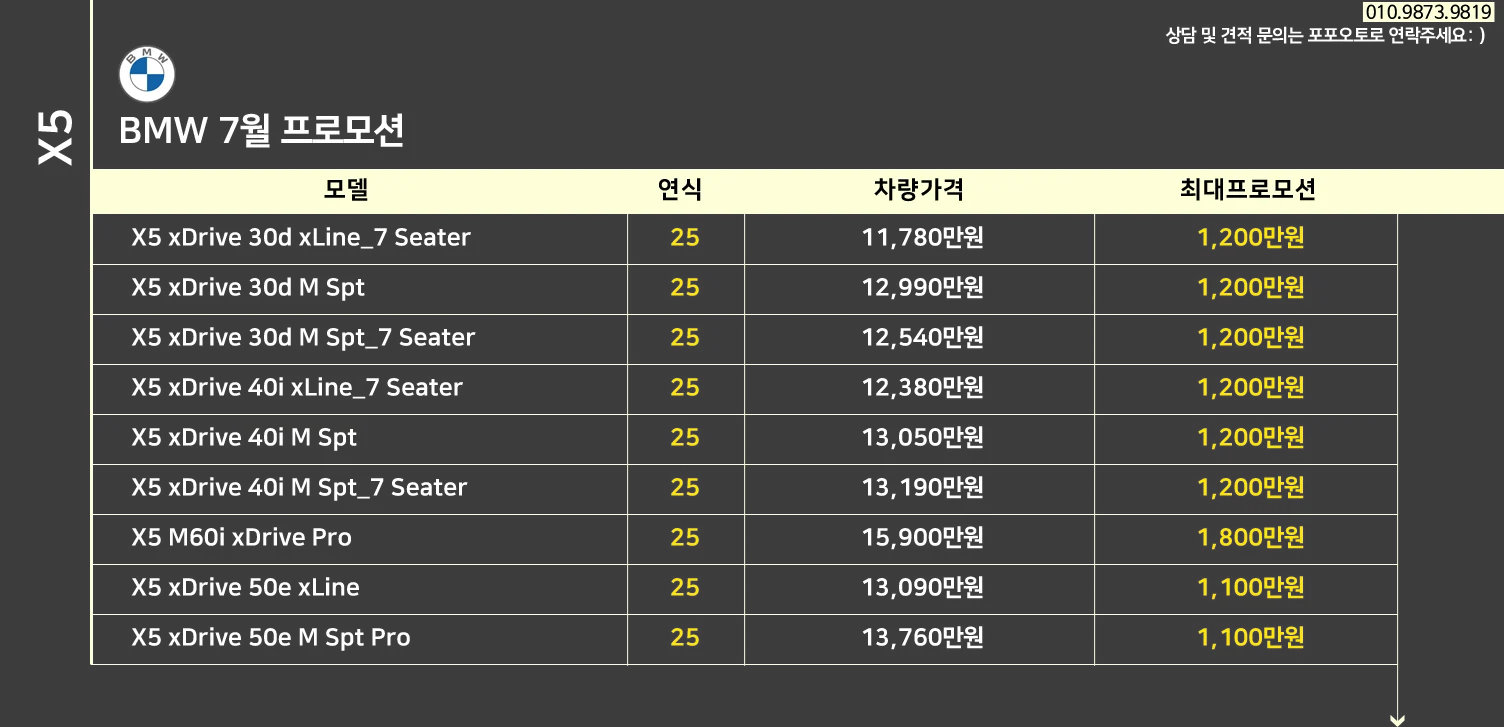 BMW 7월 프로모션